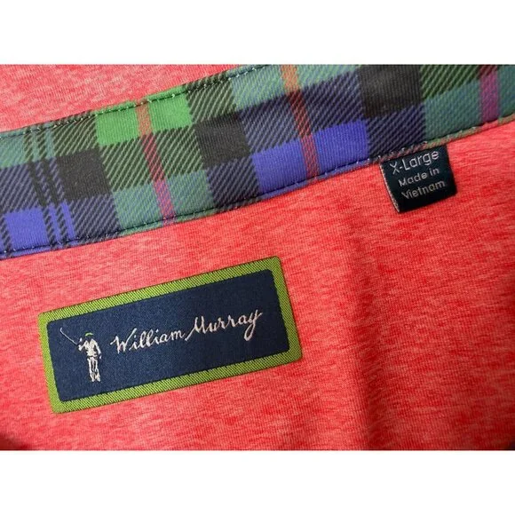 William Murray Golf Polo Shirt Mens XL Performance Stretch Heather Pink - Picture 3 of 7